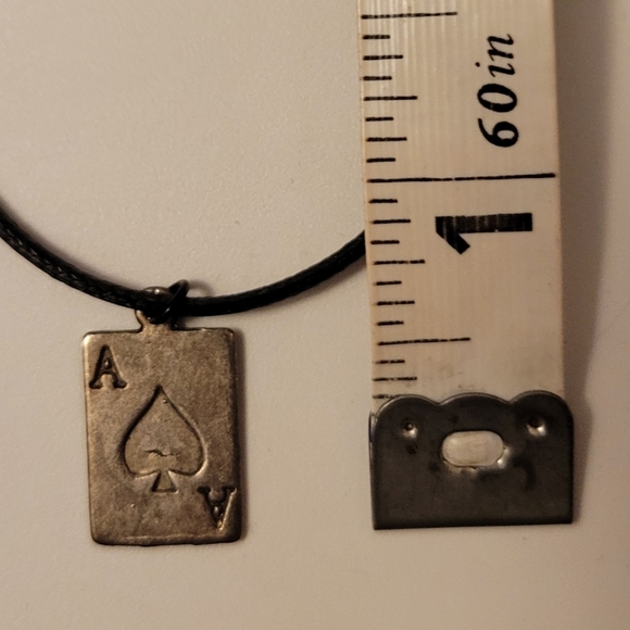Ace Spade with black cord necklace, lobster clasp, 18" - Picture 7 of 7